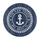 Name des Schiffes Nautic Navy Blue Anchor Schneidebrett (Vorderseite)