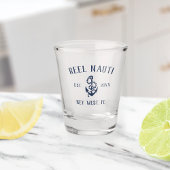 Name des Schiffes Nautic Navy Blue Rustic Anchor Schnapsglas