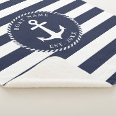 Name des Schiffes Nautic Navy Blue White Anchor Sherpadecke (3/4)