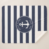 Name des Schiffes Nautic Navy Blue White Anchor Sherpadecke (Vorderseite (Horizontal))