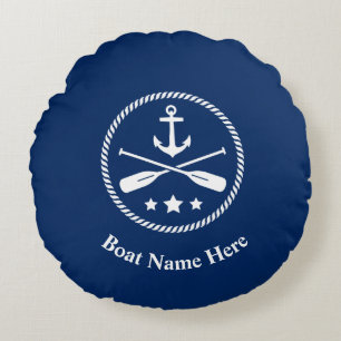 Name des Schiffes Nautical Anchor & Crossed Oars N Rundes Kissen