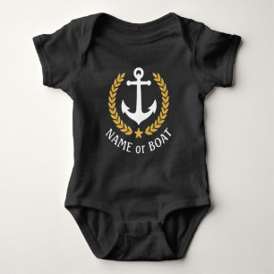 Name des Schiffes Nautical Anchor Gold Laurel Verl Baby Strampler
