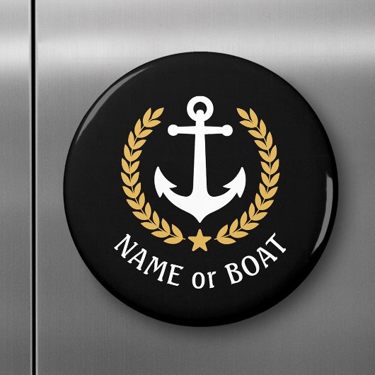 Name des Schiffes Nautical Anchor Gold Style Laure Magnet