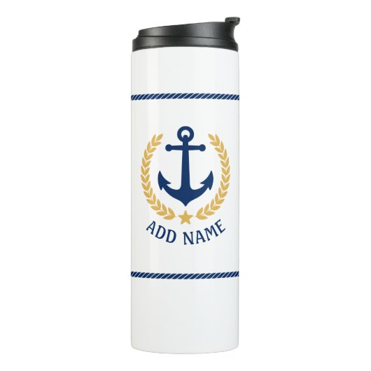 Name des Schiffes Nautical Anchor Gold Style Laure Thermosbecher (Nach links gedreht)