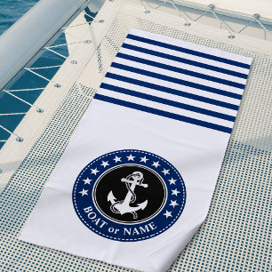 Name des Schiffes Nautical Anchor Stars Streifen N Strandtuch