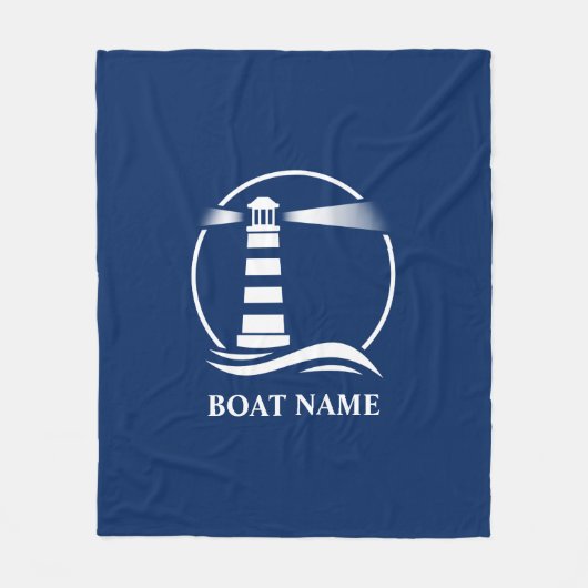 Name des Schiffes Nautical Classic Lighthouse Navy Fleecedecke (Vorderseite)