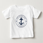 Name des Schiffes Nautical Navy Blue Anchor Custom Baby T-shirt (Vorderseite)