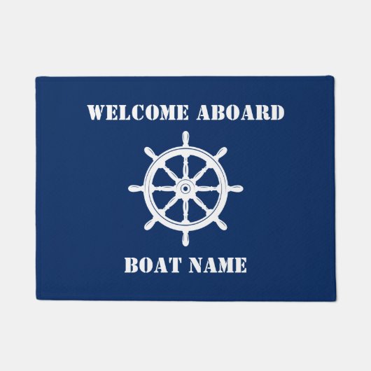 Name des Schiffes Nautical Wheel Helm Willkommen a Fußmatte (Vorderseite)