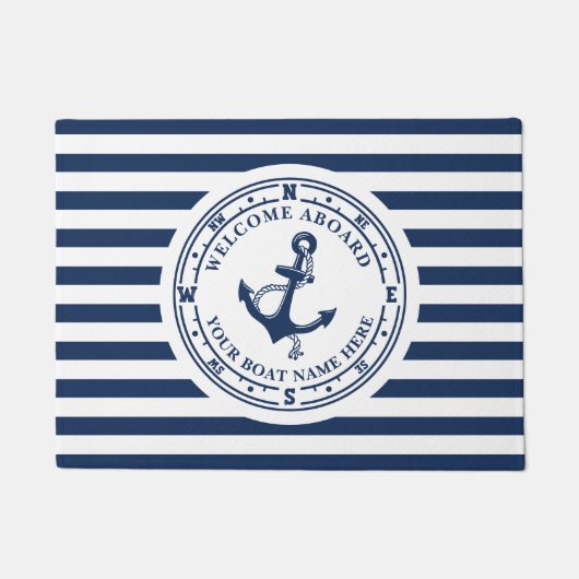Name des Schiffes: Nautischer Ankerkompass Fußmatte (Vorderseite)