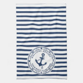 Name des Schiffes: Nautischer Ankerkompass Geschirrtuch (Vertikal)