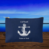 Name des Schiffes Navy Blue Captain Anchor Nautica Zubehörtasche