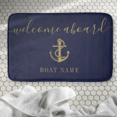 Name des Schiffes Navy Blue Gold Willkommen an Bor Badematte