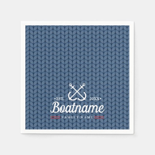Name des Schiffes Navy Blue Nautical Personalisier Serviette (Vorderseite)