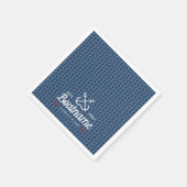 Name des Schiffes Navy Blue Nautical Personalisier Serviette (Ecke)