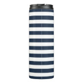 Name des Schiffes Navy Blue Stripe Nautical Anchor Thermosbecher (Rückseite)