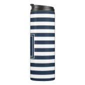 Name des Schiffes Navy Blue Stripe Nautical Anchor Thermosbecher (Nach rechts gedreht)