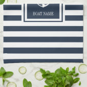 Name des Schiffes Navy Blue Striping Nautical Anch Geschirrtuch (Gefaltet)