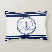 Name des Schiffes Navy Blue & White Dekokissen (Vorderseite)