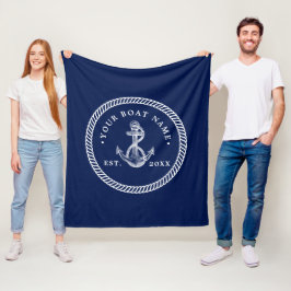Name des Schiffes Navy Blue & White Fleecedecke