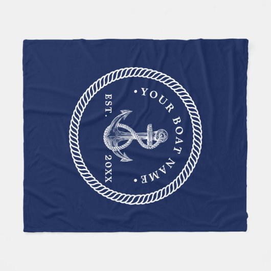 Name des Schiffes Navy Blue & White Fleecedecke (Vorderseite (Horizontal))