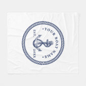 Name des Schiffes Navy Blue & White Fleecedecke (Vorderseite (Horizontal))