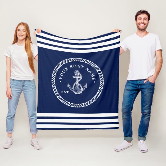 Name des Schiffes Navy Blue & White Fleecedecke (Beispiel)