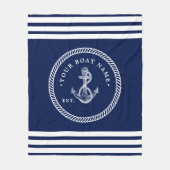 Name des Schiffes Navy Blue & White Fleecedecke (Vorderseite)