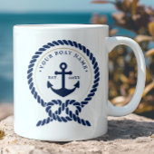 Name des Schiffes Navy Blue & White Kaffeetasse