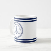 Name des Schiffes Navy Blue & White Kaffeetasse (Vorderseite Links)