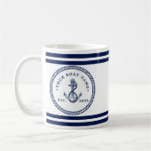 Name des Schiffes Navy Blue & White Kaffeetasse (Links)