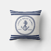 Name des Schiffes Navy Blue & White Kissen (Rückseite)