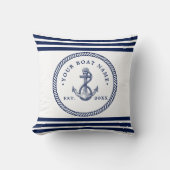 Name des Schiffes Navy Blue & White Kissen (Vorderseite)