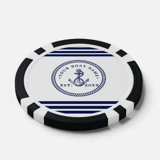 Name des Schiffes Navy Blue & White Pokerchips (Einzeln)