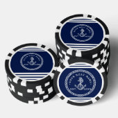Name des Schiffes Navy Blue & White Pokerchips (Stapel)
