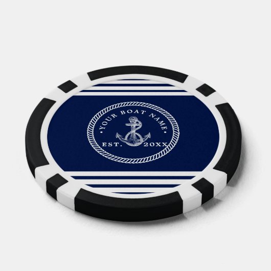 Name des Schiffes Navy Blue & White Pokerchips (Einzeln)