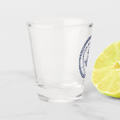 Name des Schiffes Navy Blue & White Schnapsglas (Links)