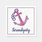 Name des Schiffes Navy Pink Anchor Serviette (Vorderseite)