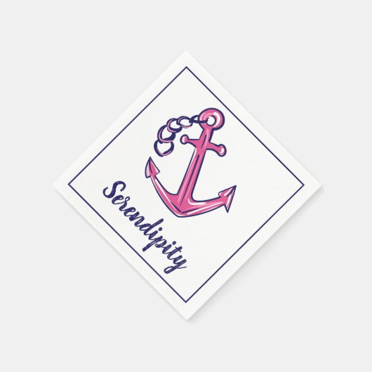 Name des Schiffes Navy Pink Anchor Serviette (Ecke)