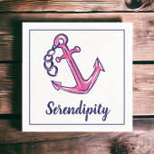 Name des Schiffes Navy Pink Anchor Serviette