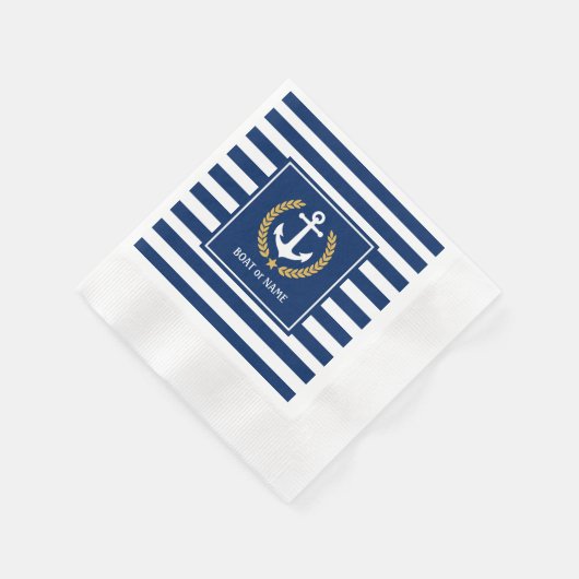 Name des Schiffes oder Familienname Anker Gold Lau Serviette (Ecke)