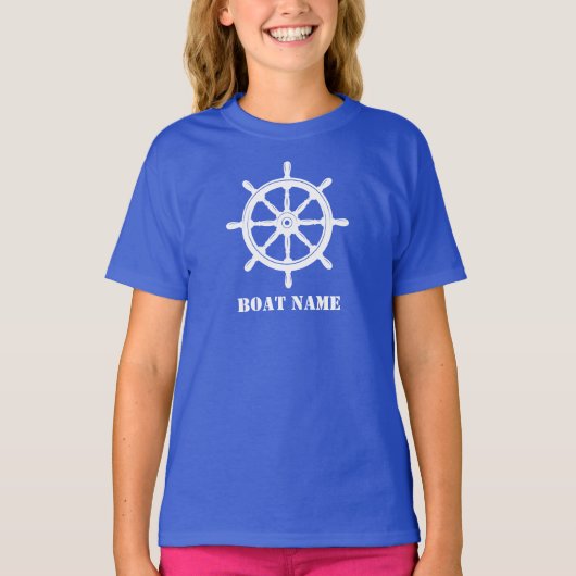 Name des Schiffes oder Name des Schiffes Helm Whee T-Shirt (Vorderseite)