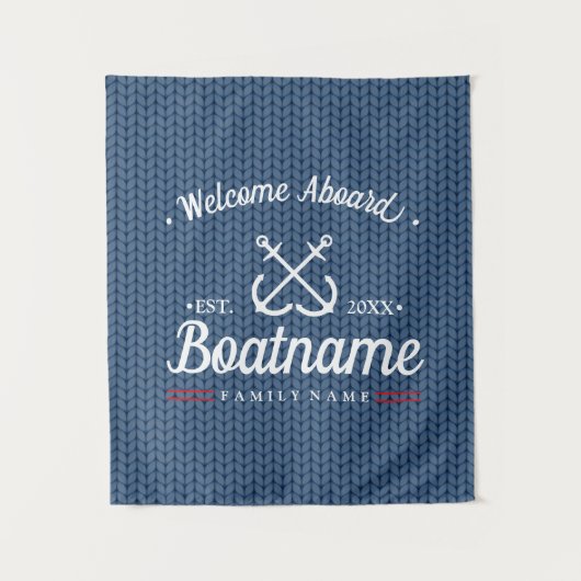 Name des Schiffes Personalisiert Blue Winter Wolle Wandteppich (Vorderseite)