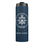Name des Schiffes Personalisiert Navy Blue Thermosbecher (Vorderseite)