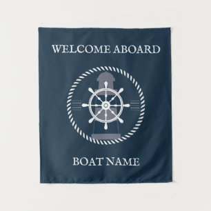 Name des Schiffes Personalisiert Navy Blue Wandteppich