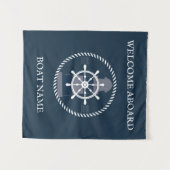 Name des Schiffes Personalisiert Navy Blue Wandteppich (Vorderseite (Horizontal))