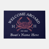Name des Schiffes Red Crab Willkommen Marine Blue Fußmatte (Vorderseite)