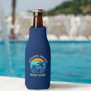 Name des Schiffes Sun Palm Tree Willkommen an Bord Flaschenkühler