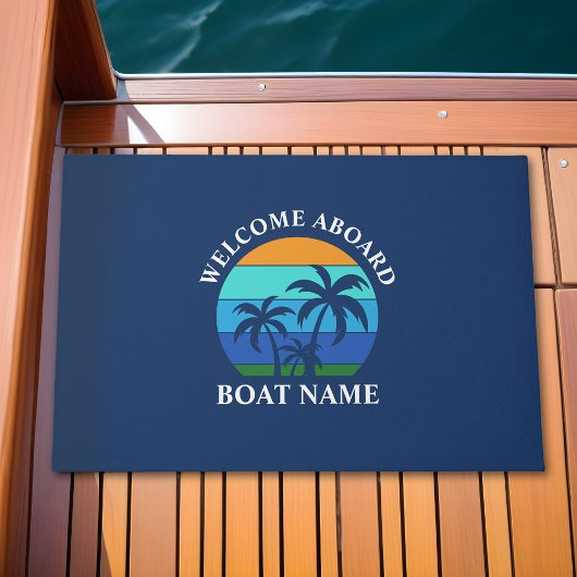 Name des Schiffes Sun Palm Tree Willkommen an Bord Fußmatte