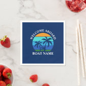 Name des Schiffes Sun Palm Tree Willkommen an Bord Serviette (Beispiel)