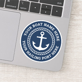 Name des Schiffes und Anker des Ankerhafens dunkel Aufkleber